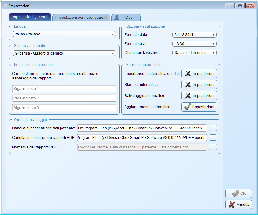 Capitolo 3, Avvio e configurazione del software Accu-Chek Smart Pix 3.