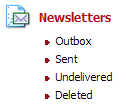 8.4 Altre funzionalità area Newsletter Outbox: sono elencate le email che stanno per essere processate per la spedizione.