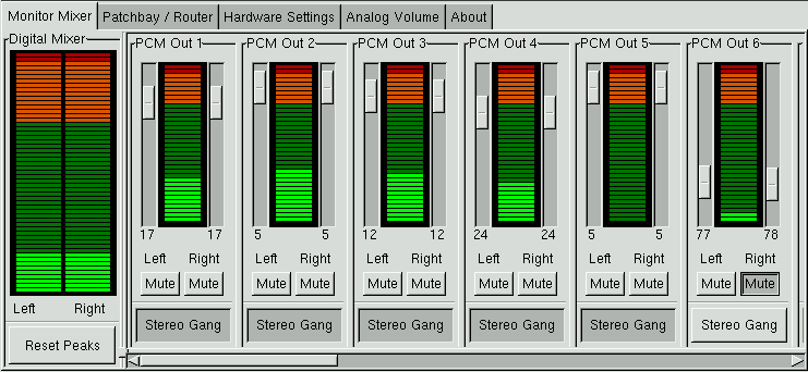 14.1.5 Mixer per il chip audio Envy24 envy24control è un'applicazione mixer per schede audio che utilizzano il chip Envy24 (ice1712).