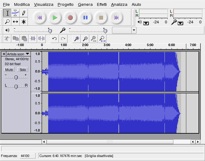 Figura 14.17 Vista dello spettro dei dati audio 14.4.1 Registrazione di file WAV e importazione di file Fare clic sul pulsante rosso di registrazione per creare una traccia stereo vuota e avviare la registrazione.