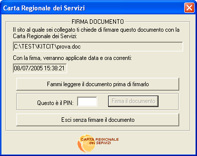 7.5.2.16 Metodo SignSelectedFile Genera la firma del documento correntemente selezionato. object.signselectedfile Parametri object Oggetto LIKitCRS.