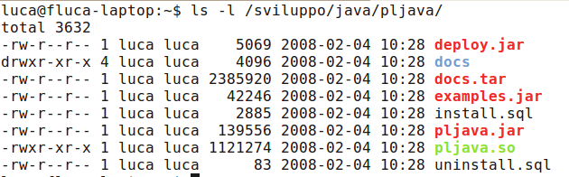 Installazione di Pl/Java Pljava si basa su un modulo del kernel denominato pljava.so; la versione base è compilata per architettura 32