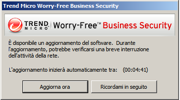 Guida all'installazione e all'aggiornamento di Worry-Free Business Security OPZIONE DI AGGIORNAMENTO DI SECURITY AGENT Consenti ai client di posticipare l'aggiornamento del Security Agent per un