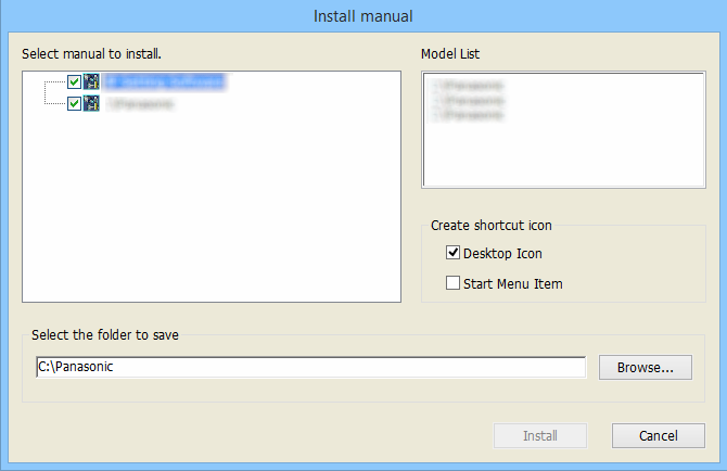 12 Utilizzo del CD-ROM 12.3 Installazione dei manuali Sulla finestra del launcher del CD, cliccare il pulsante [Install] accanto a [Manual] per visualizzare la finestra di installazione del manuale.