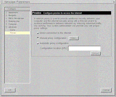 Finestra di configurazione della rete locale e del proxy server di Internet Explorer In Internet Explorer è possibile sia la configurazione automatica che manuale.