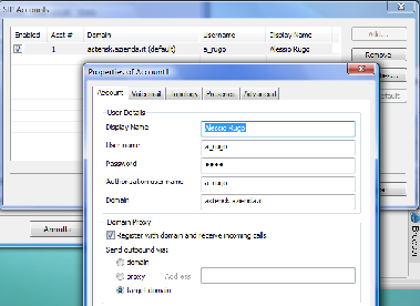 Client (3/3) Configurazione per la registrazione dell'utente presso il server Asterisk Utilizziamo Ekiga per fornire