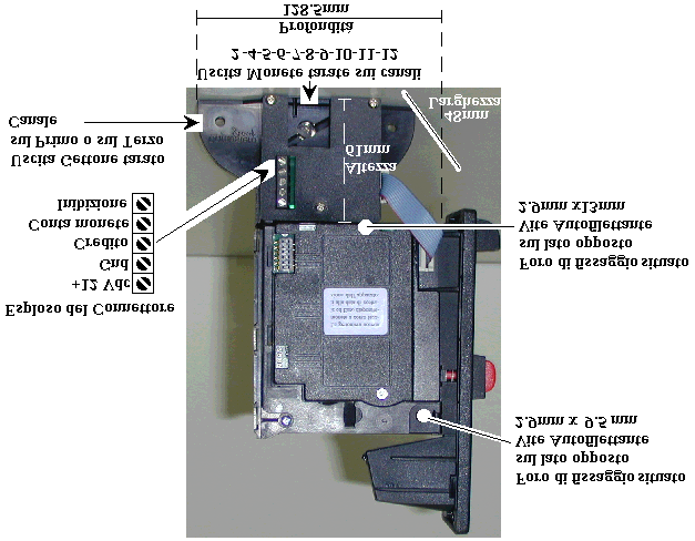 COLLEGAMENTO PER SEPARATORE A DUE VIE PER GETTONIERE RM5 V21 O F21 Il separatore sotto rappresentato consente di separare le monete in due locazioni differenti, il che si rende estremamente utile