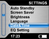 Per riattivare la retroilluminazione è sufficiente premere un tasto qualsiasi. 1. Dal menu settings (impostazioni), selezionate Screen Saver e premete il tasto OK. 2.