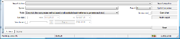 Eseguire uno Strategy Test Per iniziare un test, lo Strategy Tester deve essere selezionato. Clicca sul pulsante Strategy Tester nella toolbar.