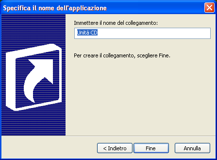 e si apre la finestra di colloquio Crea collegamento, relativa alla procedura guidata per la creazione dei