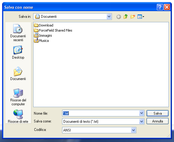 Salvare il documento (Windows Xp) Per conservare il documento e' necessario salvarlo, ossia memorizzarlo in un archivio elettronico (il disco rigido interno o un dispositivo esterno, ed es.