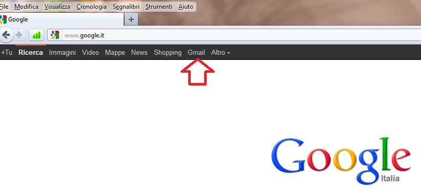 Accedere a Gmail 1. Andare su Google, poi fare clic sulla scritta Gmail posta nella barra nera in alto. 2.
