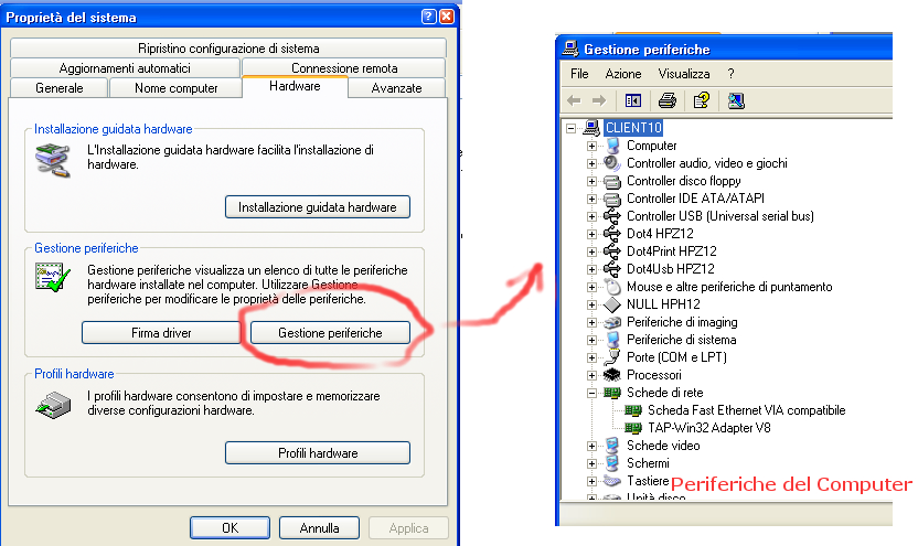 eventualmente apportare modifiche di configurazione oppure sostituzione o aggiornamento di un Driver, ovvero dei quei dispositivi software che una volta installati