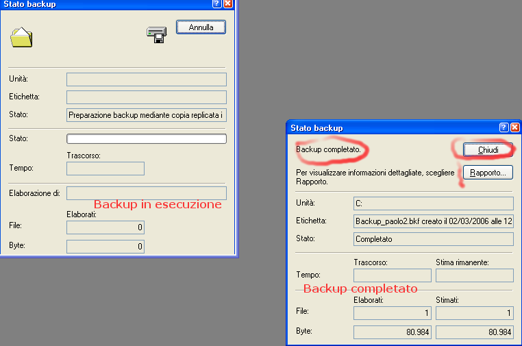 Fig 5 - Inserire il nome per il nostro backup e soprattutto, scegliere l unità su cui fare il backup, meglio se esterna al computer (Chiavetta USB, DAT, DVD ecc).