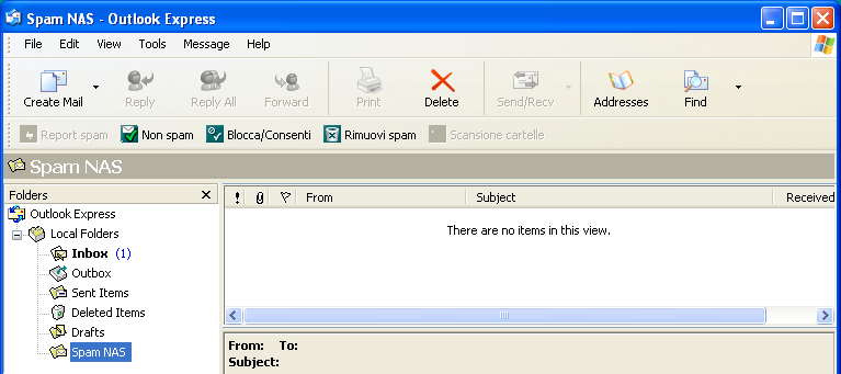 Antispam Blocca/Consenti Visualizzazione di messaggi e-mail filtrati Dall'applicazione e-mail, ad esempio Microsoft Outlook, Outlook Express o Windows Mail, è possibile visualizzare i messaggi e-mail