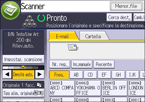 6. Scansione 2. Premere [Gestione rubrica]. 3. Controllare che sia selezionato [Programma/Cambia]. 4. Selezionare il nome di cui si desidera eliminare l'indirizzo e-mail.