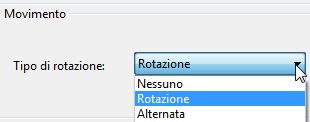 48 PC da Zero Terza Edizione 7 Clicca sulla casella combinata e scegli il tipo di rotazione 8 sposta la manopola relativa, a destra per aumentare la velocità, o a sinistra per diminuirla.