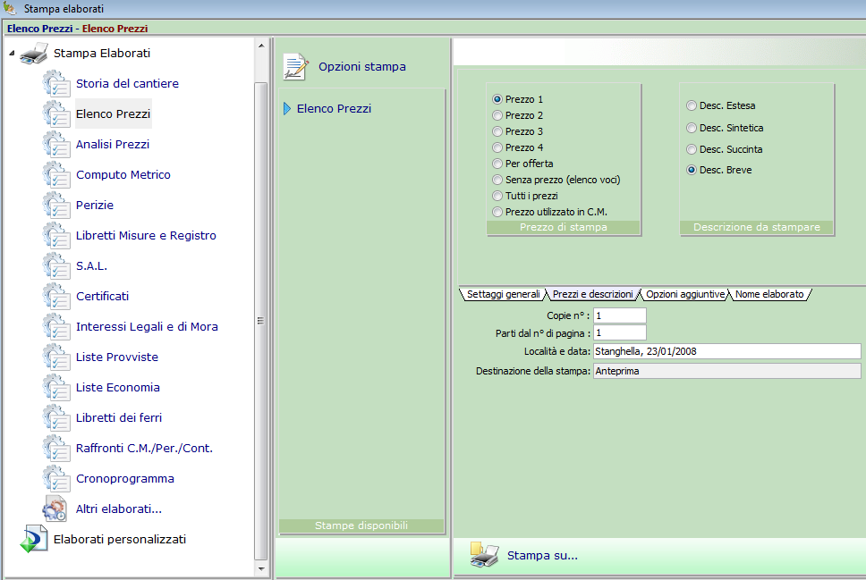 Stampa in formato per Excel per generare un documento direttamente gestibile con Excel.