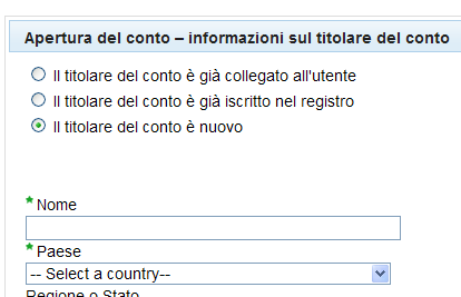 6 Selezionate il tipo di conto Deposito personale e inserite il nome che volete dare al conto Fate click su Avanti 7 Il sistema presenta diverse opzioni che definiscono i rapporti tra chi effettua la