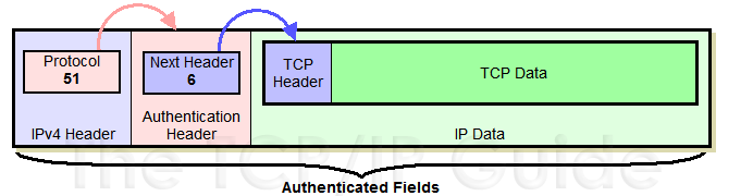 In fig ah2 è mostrato, come esempio, il caso della modalità transport Fig ah2 il numero 51 nell header di IPv4 indica che la prossima intestazione è quella di AH.