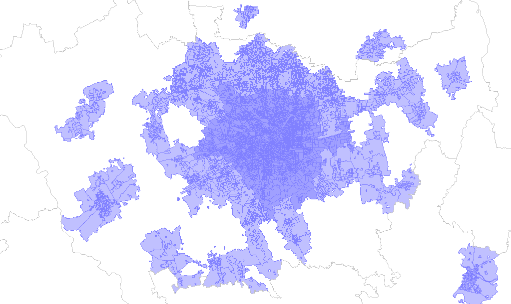 all interno del modello di mappatura del digital divide di prima generazione che prevede la colorazione della singola Sezione Censuaria.