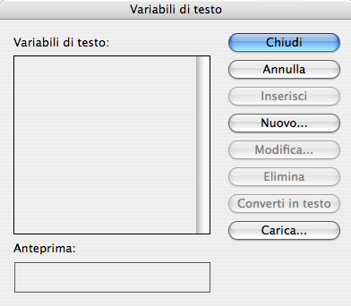 Capitolo 13 Variabili di testo di Enterprise Tabella 1 Variabili di testo di Enterprise (continua) Variabile Categoria Edizioni Stato Data pubblicazione Oggetto numero Descrizione numero Nome utente