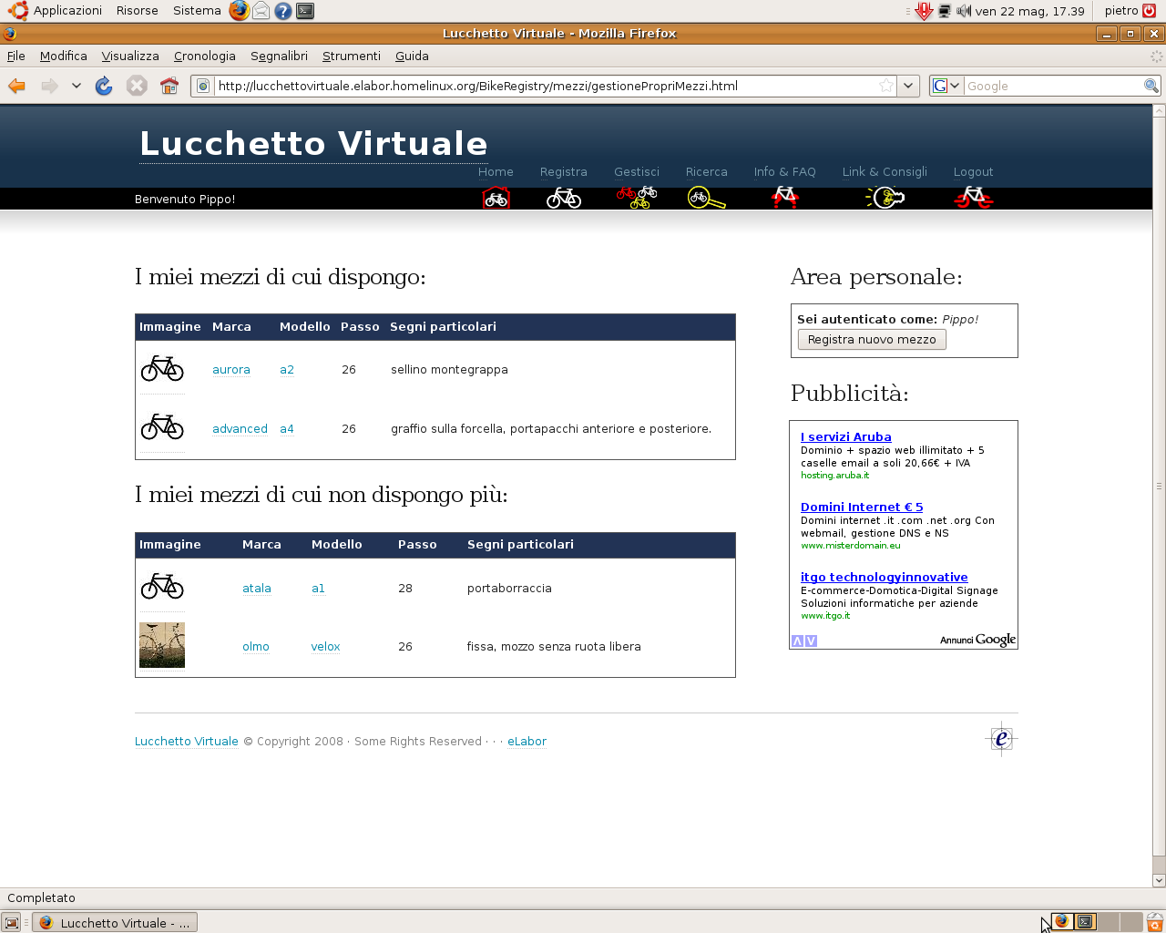 48 Lucchetto Virtuale Figura 5.9: Gestione dei propri mezzi Figura 5.10: Pulsanti della scheda tecnica di un mezzo di cui si dispone Figura 5.