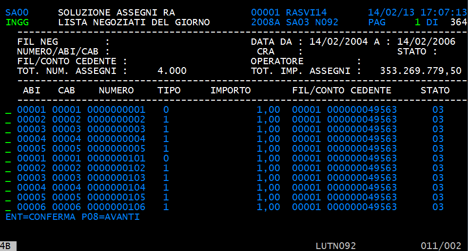 8.1 la nuova interfaccia 87 l applicazione legacy offre una funzione di interrogazione che permette di recuperare l informazione descrittiva associata a ciascun codice.