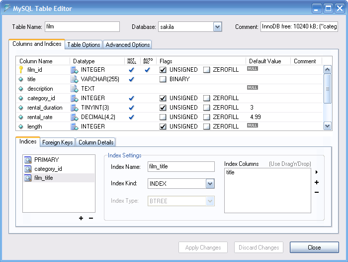 Capitolo 16. The MySQL Table Editor 16.1. Introduzione MySQL Table Editor è un componente comune a MySQL Query Browser ed a MySQL Administrator, che permette la creazione e la modifica visuale delle tabelle.