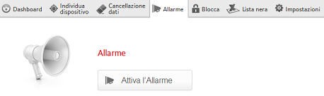 Fare clic sul pulsante Attiva allarme per attivare la funzione di allarme. Il dispositivo emetterà quindi un suono ad alto volume per 20 secondi.