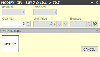 MODIFY TOTAL QUANTITY È la modalità utilizzata per default, consente di modificare la quantità totale dell ordine, a prescindere dalla sua quantità residua.