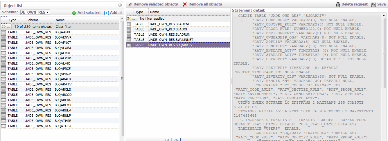 DDLChanger DDLChanger LUW UI WEB Creazione di una richiesta di tipo «Catalog»: L utente confeziona la richiesta selezionando, da uno degli «schema» disponibili, gli oggetti RDBMS