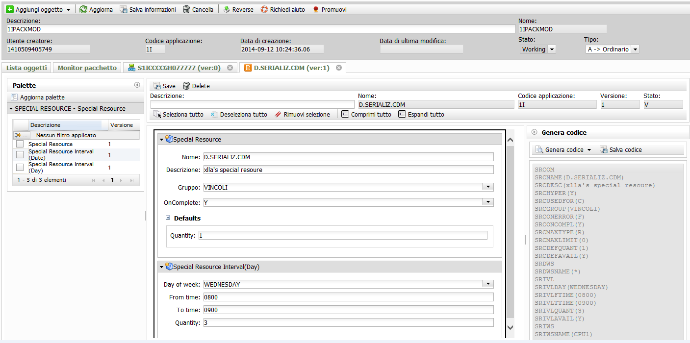 JADeMP TWS Special Resource e Variable Table Come per tutti gli oggetti modificabili tramite JADeMP è