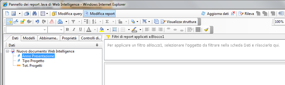 4.2. Filtri Riprendendo il primo report realizzato supponiamo, ora, di voler analizzare con maggior dettaglio l anno di presentazione 2012. Applichiamo alla tabella un filtro.