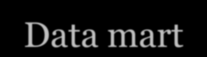 Data mart Data warehouse dipartimentale che raccoglie i dati di una specifica funzione aziendale. Sistema specializzato che mette insieme i dati necessari ad un dipartimento.