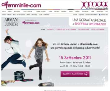 alfemminile - Giorgio Armani Armani Junior Gli obiettivi del progetto sono stati quelli di creare brand awareness sulla nuova collezione Armani Junior e invitare le utenti ad un evento in negozio