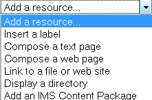 Figura 5. Selezione delle risorse del Corso Concettualmente, le risorse sono costituite da frasi dirette: etichetta una semplice etichetta di testo (principalmente usata per annotare altre risorse).