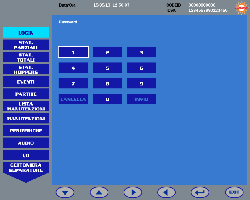 E.5. Gestione degli accessi al sistema tramite password L accesso a ciascun componente hardware e software dell apparecchio di gioco da parte di un soggetto incaricato avviene esclusivamente in modo