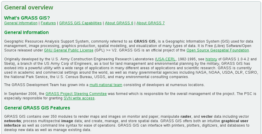 Documentazione http://grass.osgeo.