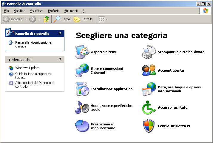 (Figura 3) Figura 3: Pannello di controllo Verificate che sotto il nome del