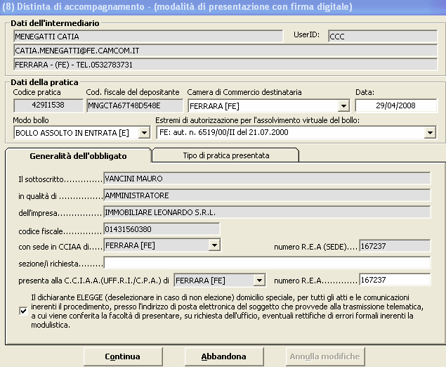 SCARICO DELLA PRATICA PER SPEDIZIONE TELEMATICA con Fedraplus 6.0.