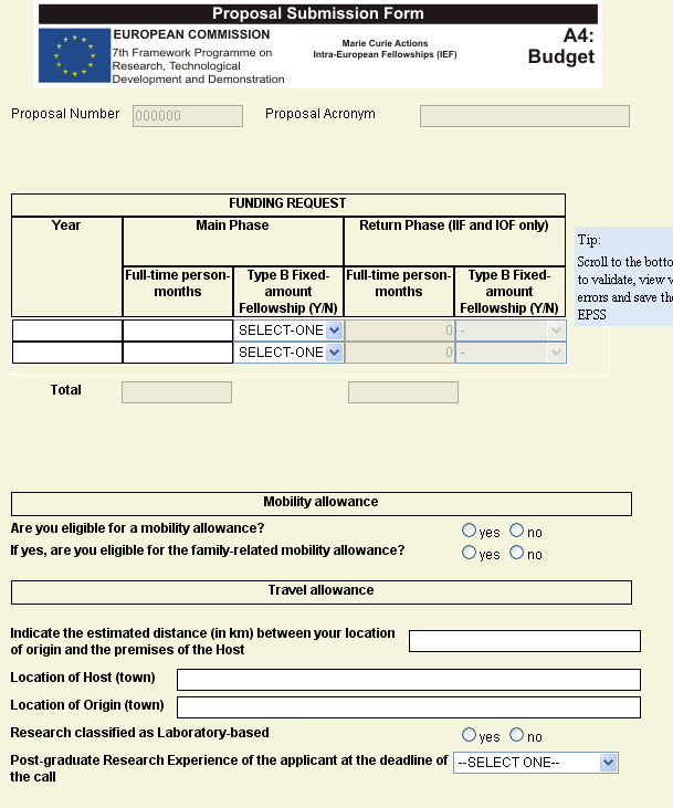 Anno di progetto (non di calendario) Tipo di contratto Ammontare