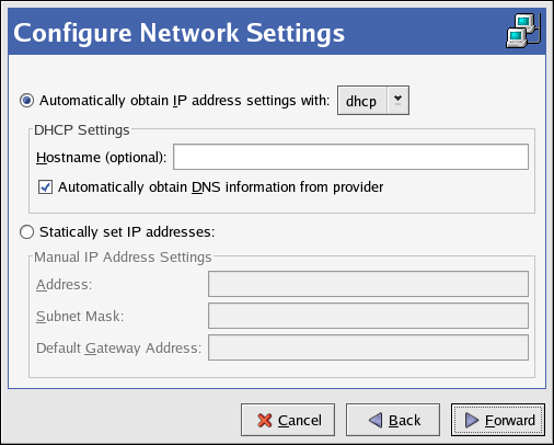 2. Stabilire una connessione Ethernet Figura 2.2. Impostazioni Ethernet Dopo aver configurato il dispositivo