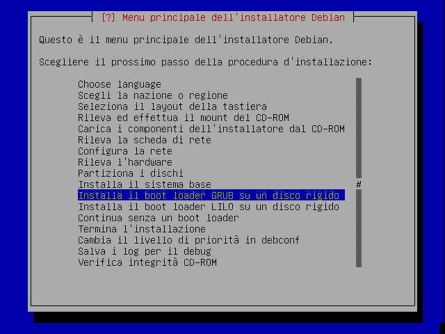 ora ci viene chiesto se vogliamo installare GRUB come BootLoader, ma a noi non interessa GRUB, poichè vogliamo installare LILO, quindi rispondiamo No e