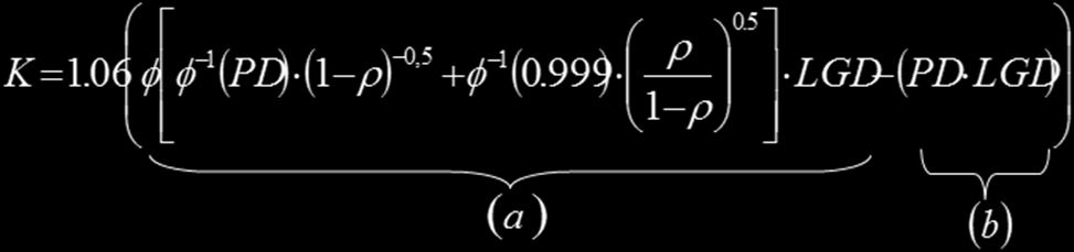 In questo tipo di modello la probabilità di default di un prenditore i-esimo condizionata a Z t considerato nello 0,1% della coda sinistra della sua distribuzione, è data da: dove φ(x) è la funzione