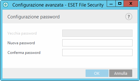 7.2.1 Protezione delle impostazioni Le impostazioni di ESET File Security rivestono un ruolo fondamentale dal punto di vista dei criteri di protezione dell'azienda.