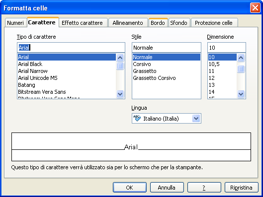 68 Per cambiare in generale la formattazione dei caratteri, dopo aver selezionato la o le celle, occorre: selezionare il menu Formato / Celle impostare le opzioni desiderate nelle schede (Figura 37):