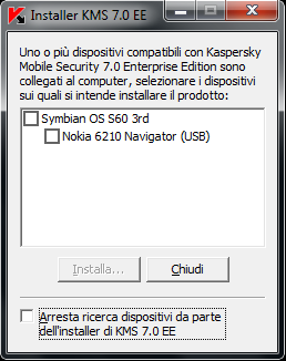 Kaspersky Mobile Security 7.0 Enterprise Edition 7 Per maggiori informazioni sull installazione a distanza dell applicazione, vedere la Guida dell amministratore di Kaspersky Mobile Security 7.