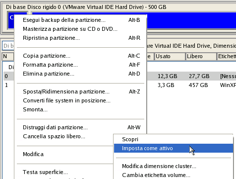 108 4. Scoprire la partizione richiamando il relativo menu di scelta rapida (clic sul pulsante destro del mouse), quindi selezionare Scopri. 5.