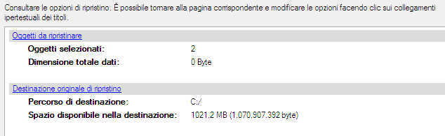 82 5. Nella pagina successiva, specificare cosa è necessario per eseguire l'estrazione dal backup, selezionando le caselle di controllo accanto alle voci dei dati richiesti.